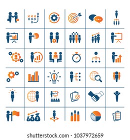 Universal business strategy icons set. Vector.