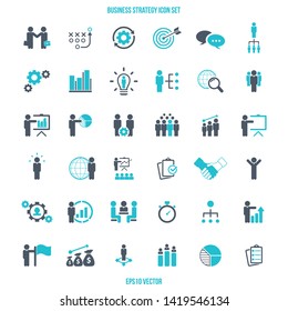Universal business strategy icons set. Vector.