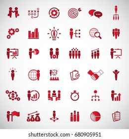 Universal business strategy icons set.