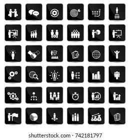 Universal business strategy icons set.