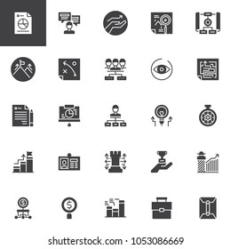 Universal business vector icons set, modern solid symbol collection, filled style pictogram pack. Signs, logo illustration. Set includes icons as Report, Communication, Growth, Analytics, Teamwork