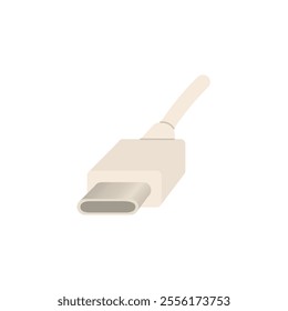 Universal cable with Type-C is used to transfer information and charge smartphones and other gadgets. Wired technologies. Vector illustration isolated on transparent background.