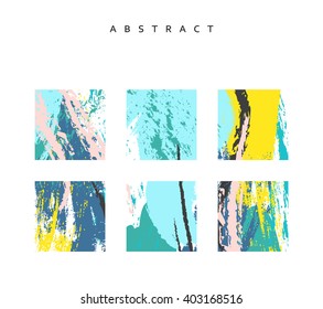 Universal Card .  Abstraction for design . Card template . Splashes of colors painted by hand.