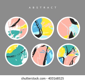 Universal Card.  Abstraction for design. Card template. Splashes of colors painted by hand.