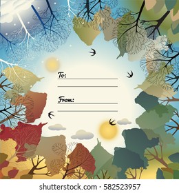 Universal card with four seasons.