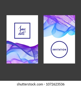 	
Universal card sets with abstract gradient lines. Designs for prints, wedding, anniversary, birthday, Valentine's day, party invitations, posters, cards, etc. Vector.