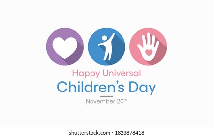 Universal Children's Day Celebrated On 20 November Each Year To Promote International Togetherness, Awareness Among Children Worldwide, And Improving Children's Welfare. Vector Illustration Design.