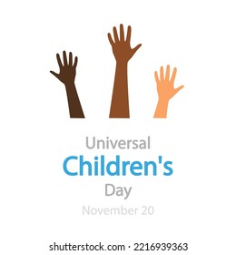 Universal childrens day hands, vector art illustration.