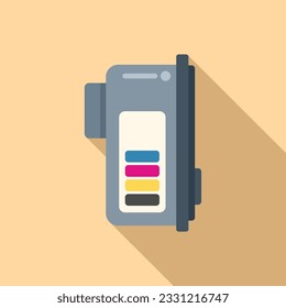 Universal cmyk cartridge icon flat vector. Digital print. Proof service