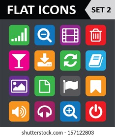 Universal Colorful Flat Icons. Set 2. Vector illustration