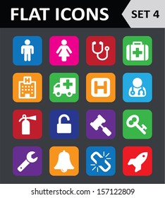 Universal Colorful Flat Icons. Set 4. Vector illustration