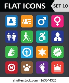 Universal Colorful Flat Icons. Set 10. Vector illustration