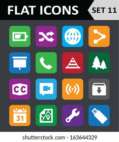 Universal Colorful Flat Icons. Set 11. Vector illustration