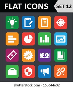 Universal Colorful Flat Icons. Set 12. Vector illustration