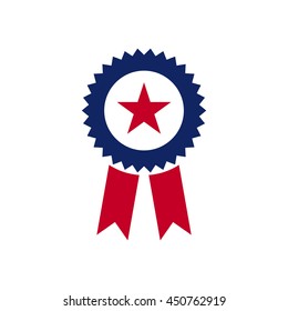 Universal coloured elections symbol in the shape of medal. The part of voting decorations. Elections icon to use for web and mobile.