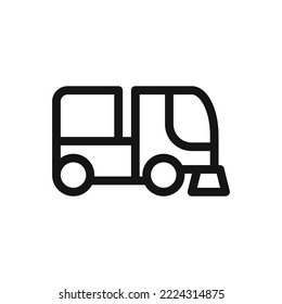 Universal communal machine isolated icon, street sweeper, municipal cleaning machine vector symbol with editable stroke