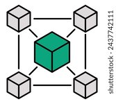 Universal connection. Interoperability icon, data sharing, compatible devices icon. Editable Stroke Icon.