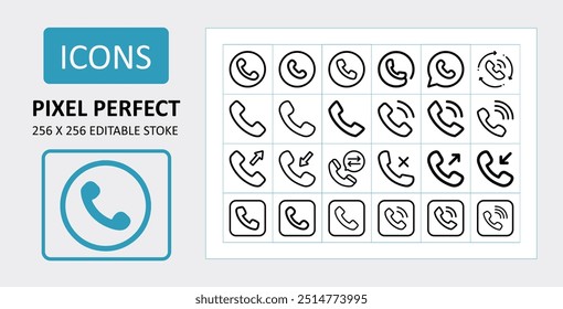 Universal contact icons set, call icons set, phone icons set. Flat vector illustration.