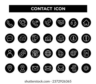 Conjunto de iconos de contacto universales. Ilustración vectorial plana. 