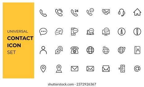 Universal contact icons set. Flat vector illustration. 