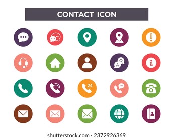Conjunto de iconos de contacto universales. Ilustración vectorial plana. 