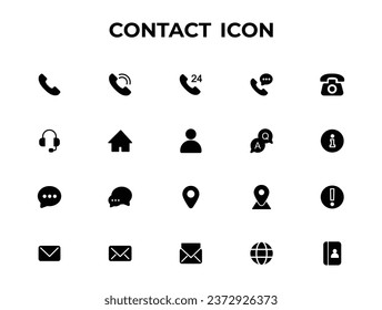 Universal contact icons set. Flat vector illustration. 