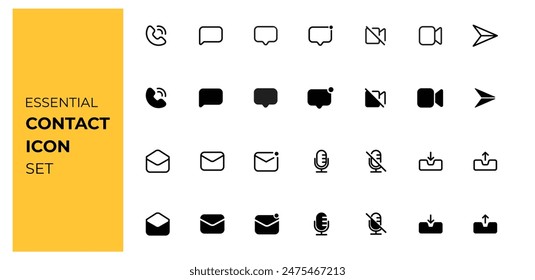 Universal contact icons set. Flat vector illustration