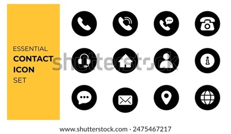 Universal contact icons set. Flat vector illustration