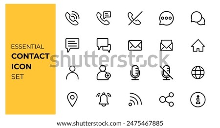 
Universal contact icons set. Flat vector illustration