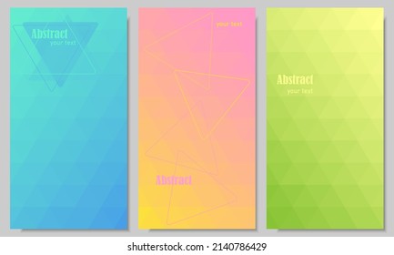 Universal cover design with a gradient color transition. Geometric polygonal graphic pattern for cover, flyer, banner. Poster template.