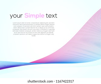 Universal Cover Design with Gradient Colored Wave Line on White Background. Simple Template with Horizontal Smooth Curved Line for Business Presentation, Publications.
