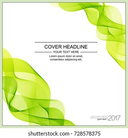 Universal Covers Design with Light Green Wave Line on White Background. Templates for Business Presentation, Publications, Blank. 