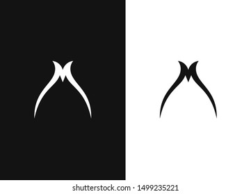Universal creative premium letter M initials ornate signature symbol. Abstract monogram elegant flower logo design. Monogram shaped logo design element. Graceful vector sign. Black white version.