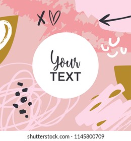 Universal creative text template, background. Unique stylish modern design for posters, cards, mugs, clothes and other. Vector Illustration, clipart.