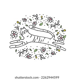 Patrón universal lindo de ilustración con gatos. Composición De Fondo Vector Para Un Diseño De Cartel, Impresión De Tela, Papel De Fondo, Papel De Envoltura.