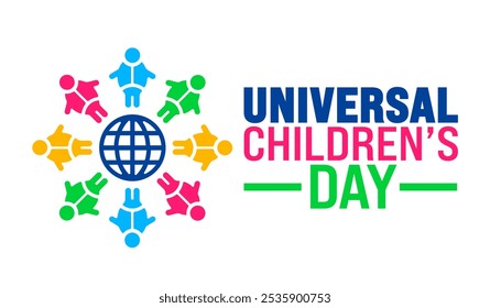 Todos los años en noviembre se observa la Plantilla del fondo del Día Universal del Niño o del diseño del Anuncio. Concepto de Festiva. Plantilla para tarjeta, cartel, cartel, Plantilla.