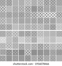 Universal different geometric seamless patterns. Endless vector texture can be used for wrapping wallpaper, pattern fills, web background,surface textures. Set of monochrome ornaments.
