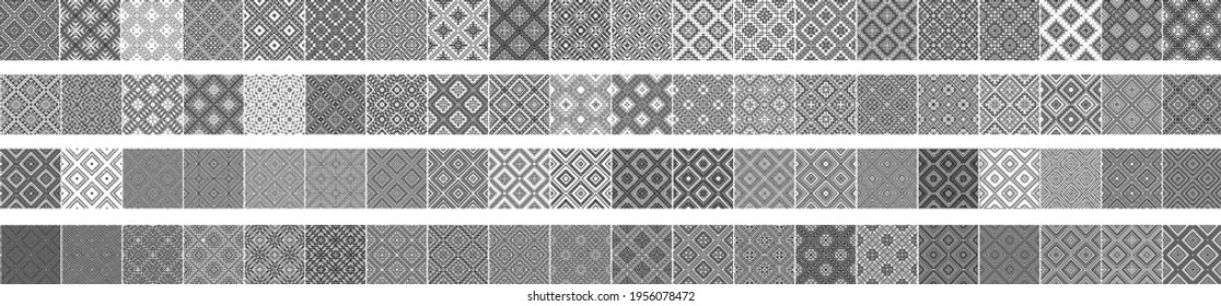 Universal different geometric seamless patterns. Endless vector texture can be used for wrapping wallpaper, pattern fills, web background,surface textures. Set of monochrome ornaments.
