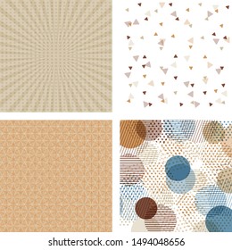 Universal different vector patterns (tiling). Endless texture can be used for wallpaper, pattern fills, web page background,surface textures. Set of monochrome geometric ornaments.