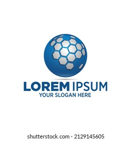 Universal digital sphere with cells 3d vector logo for a technology, Industrial or IT company