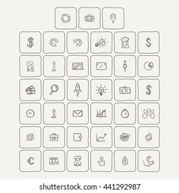 Universal Doodle Icons For Mobile and Web. Vector Collection.