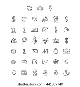 Universal Doodle Icons For Mobile and Web. Vector Collection.