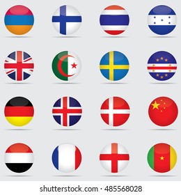 Universal flags set to use for web and mobile UI vector