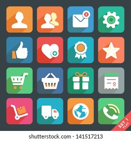 Universal Flat Icon Set For Web And Mobile App. Profile, Favorites, Shopping, Service.