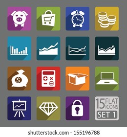 Universal flat icons for web and mobile applications. Business. Set 1