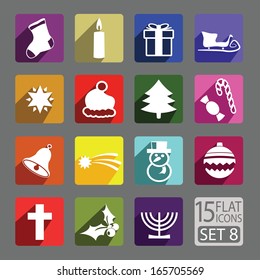 Universal flat icons for web and mobile applications. Christmas. Set 8
