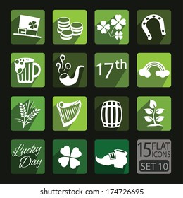 Universal flat icons for web and mobile applications. Saint Patricks Day. Set 10