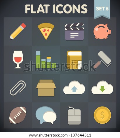 Universal Flat Icons for Web and Mobile Applications Set 5