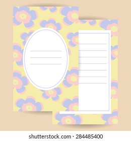 Universal floral pastel rectangle vector card with daisy for wedding, invitation, greeting, anniversary, celebration, party, congratulation, compliments, business