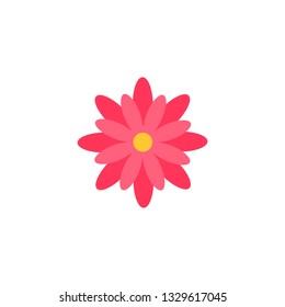 Universal Flower icon to use in web and mobile UI, ecology basic UI element. Vector Flat colorful flower icon isolated on white background.